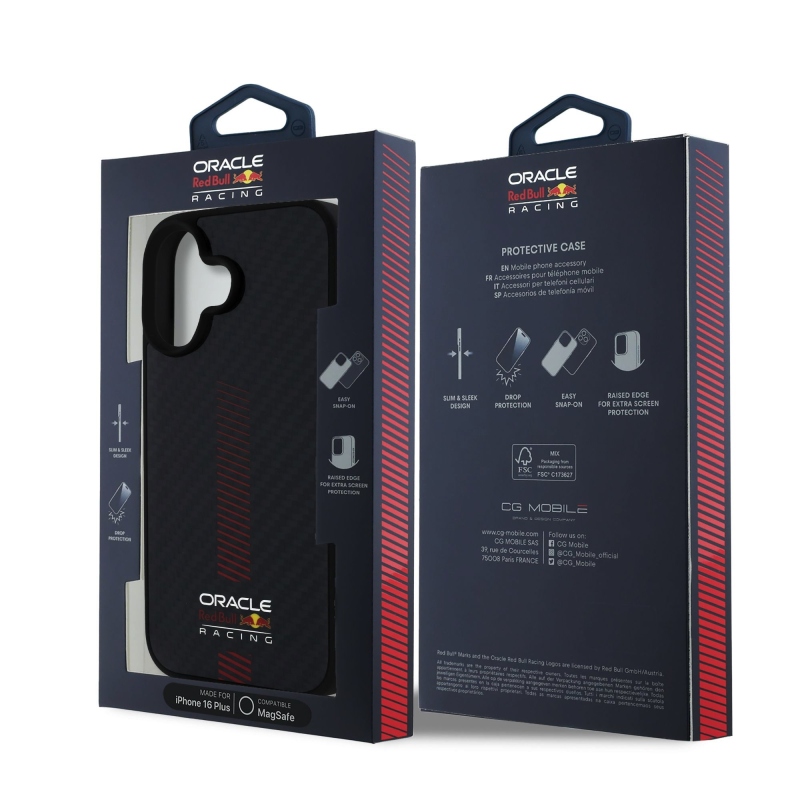 Red Bull Carbon Powerbar MagSafe MagSafe hátlap iPhone 16 Plus készülékhez Fekete