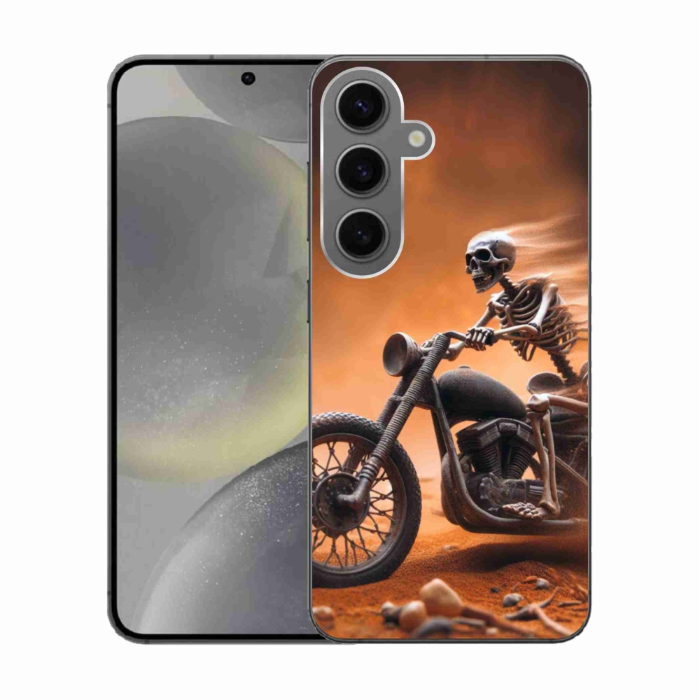 Gél borítás mmCase Samsung Galaxy S24 készülékhez - csontváz egy motorkerékpáron