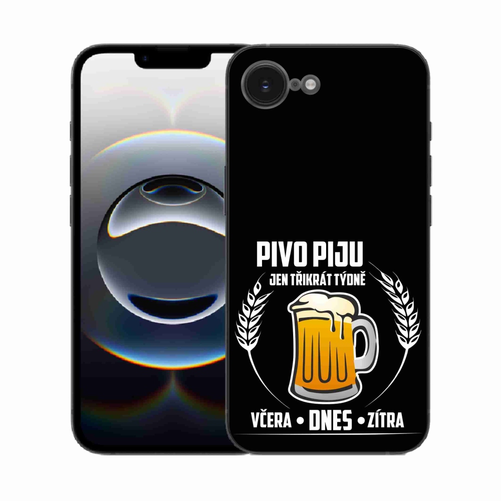 Gél borítás mmCase iPhone 16e készülékhez - sör motívum fekete háttér
