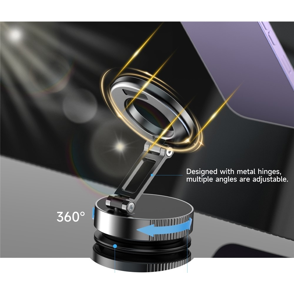 K11 Összecsukható Mágneses Mobiltelefon Tartó Vákuum Tapadókoronggal - Ezüst