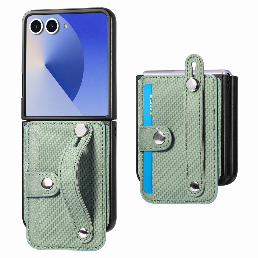 Műanyag borítás műbőrrel a Samsung Galaxy Z Flip7 5G készülékre - zöld színű