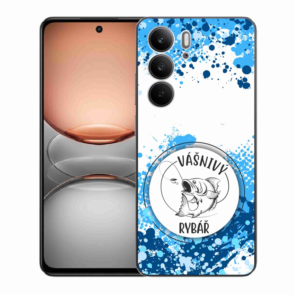 Gél borító mmCase a Realme C75 készülékhez - szenvedélyes halász fehér háttérrel