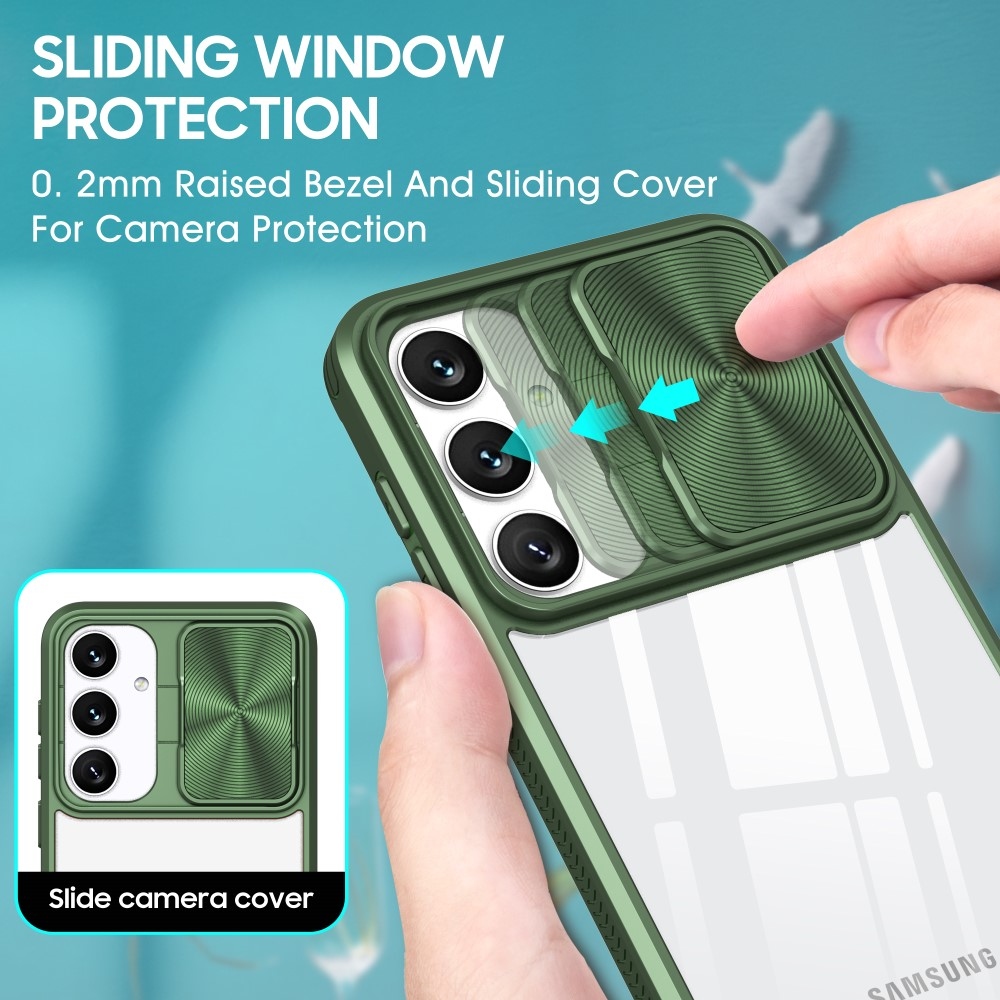 Tartós hátlapi borítás kamerafedéllel Samsung Galaxy S25+ készülékhez - zöld