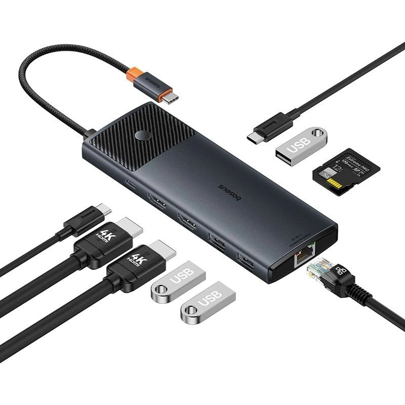 Baseus Metal Gleam II sorozat 10v1 USB-C HUB dokkolóállomás Cosmic Black