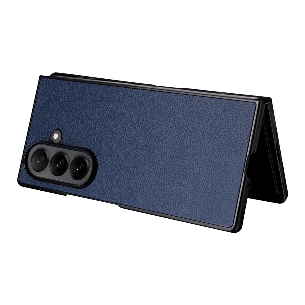 Műbőrrel borított műanyag tok Samsung Galaxy Z Fold7 5G - sötétkék színben