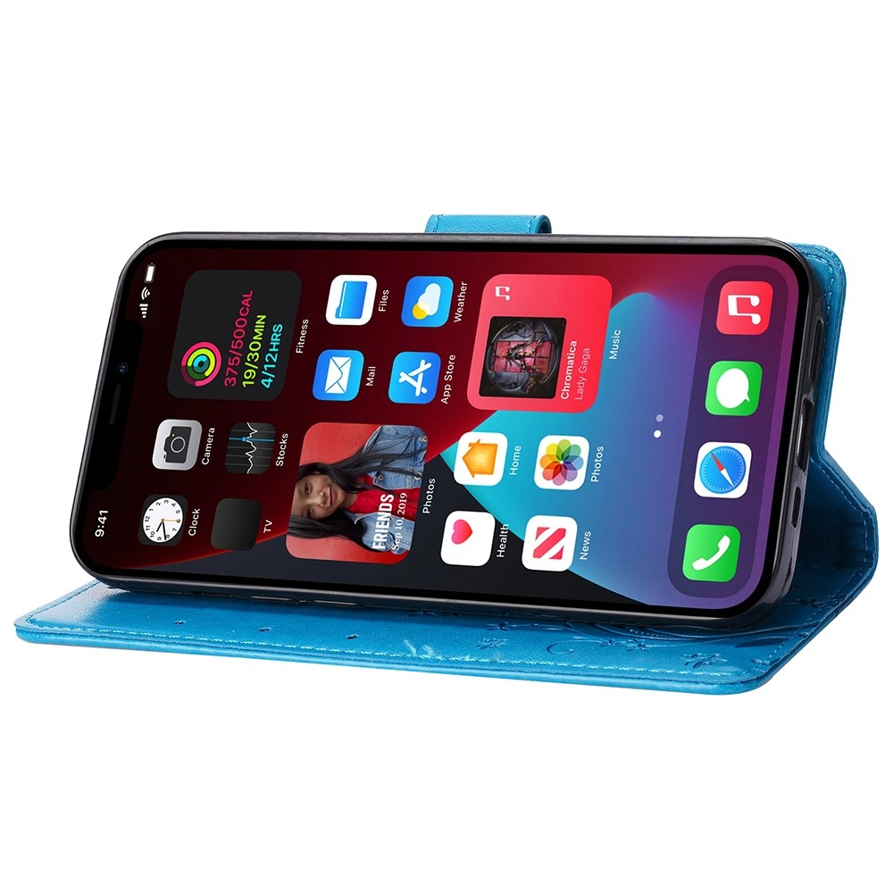 Virágok könyv tok iPhone 15 Pro készülékhez - kék