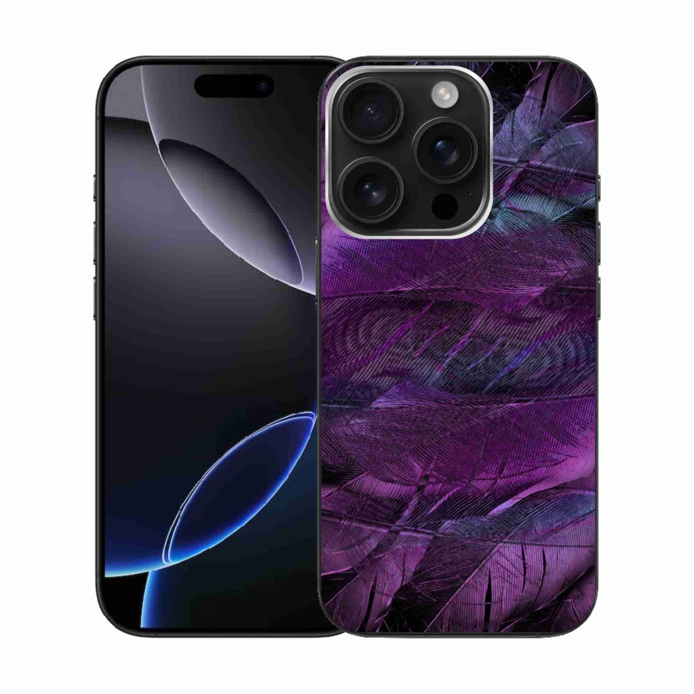 Zselés borítás mmCase iPhone 16 Pro készülékhez - lila tollak