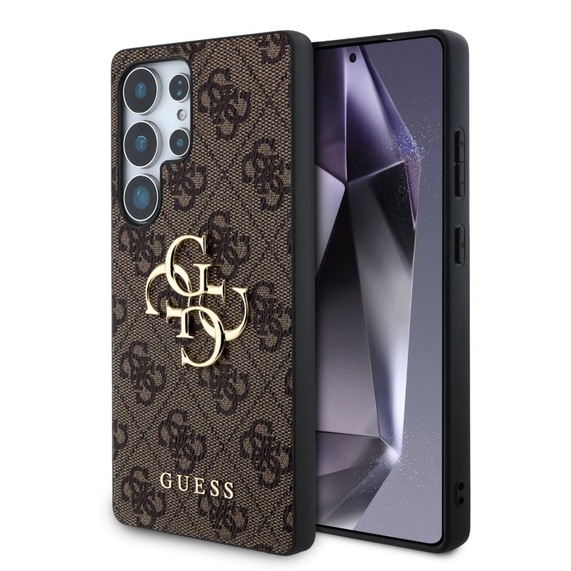 Guess PU 4G fém logós hátlap Samsung Galaxy S25 Ultra Brownhoz