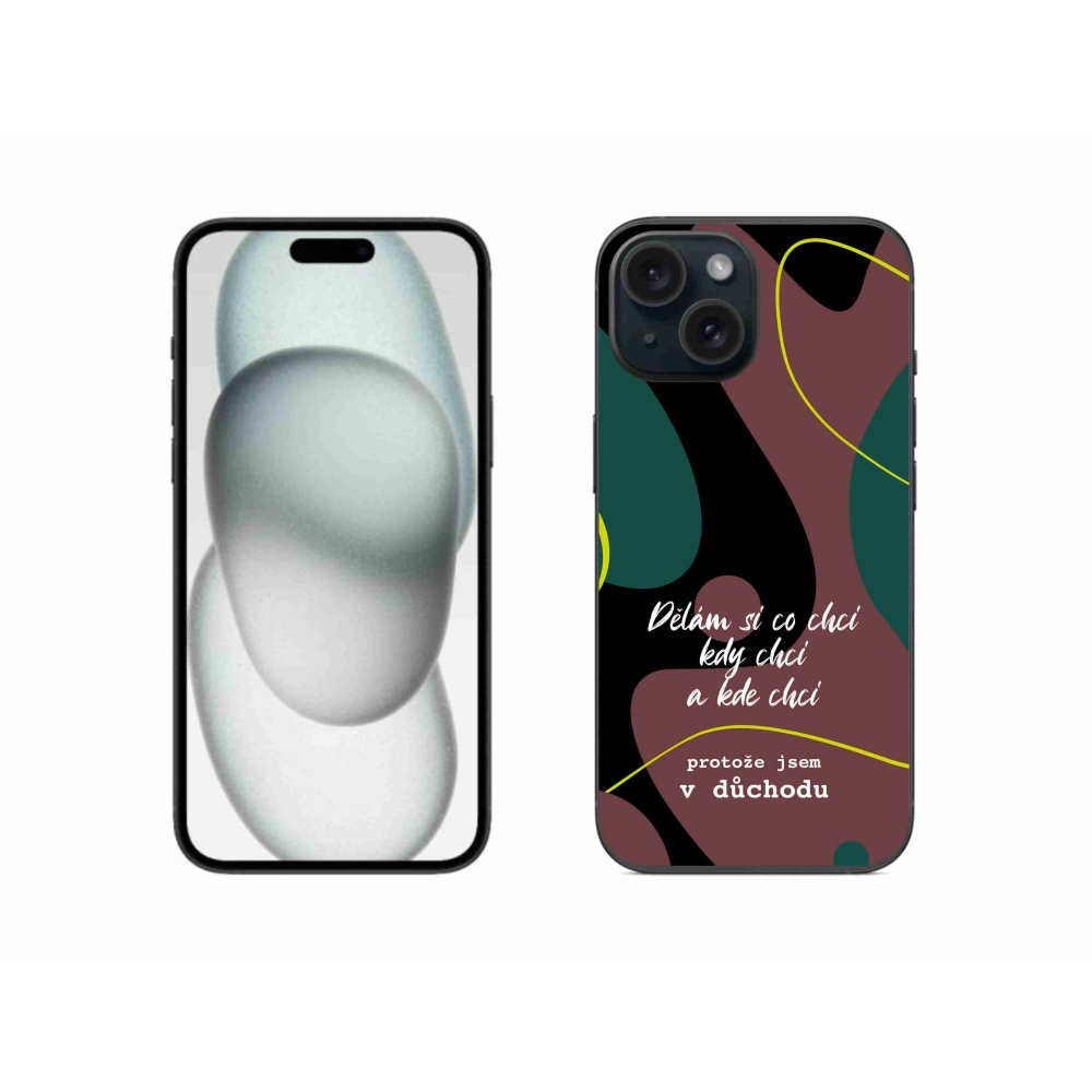 Gél borító mmCase iPhone 15 készülékhez - vicces szöveg 10 fekete háttér