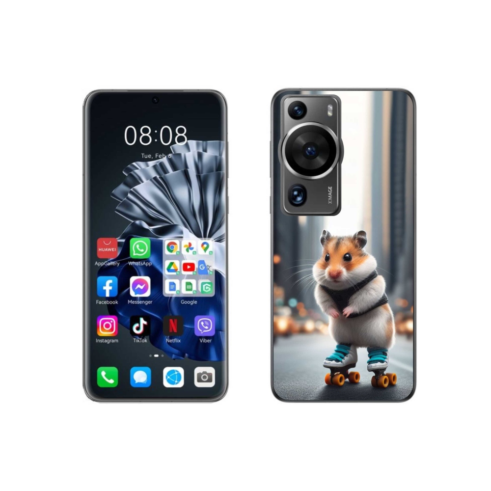 Gél borítás mmCase a Huawei P60 Pro számára - hörcsög a korcsolyán