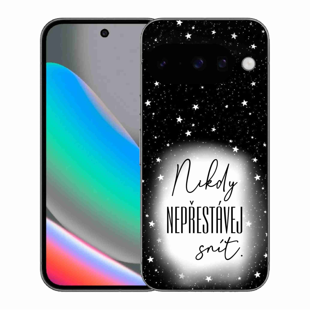 Gél borítás mmCase a Google Pixel 10 - Idézet 1 fehér és fekete háttérrel