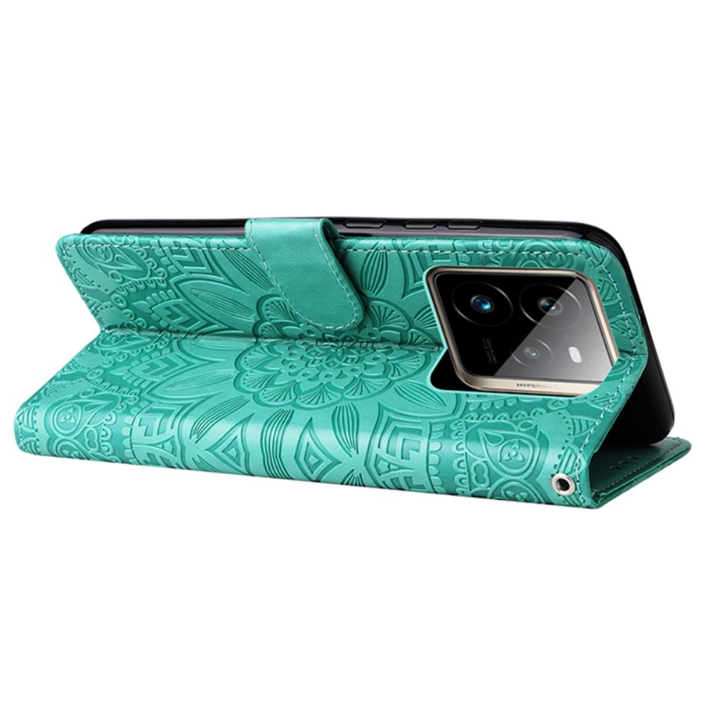 Napraforgó könyvtáska Realme GT 7 Pro 5G-hez - teáskék színű