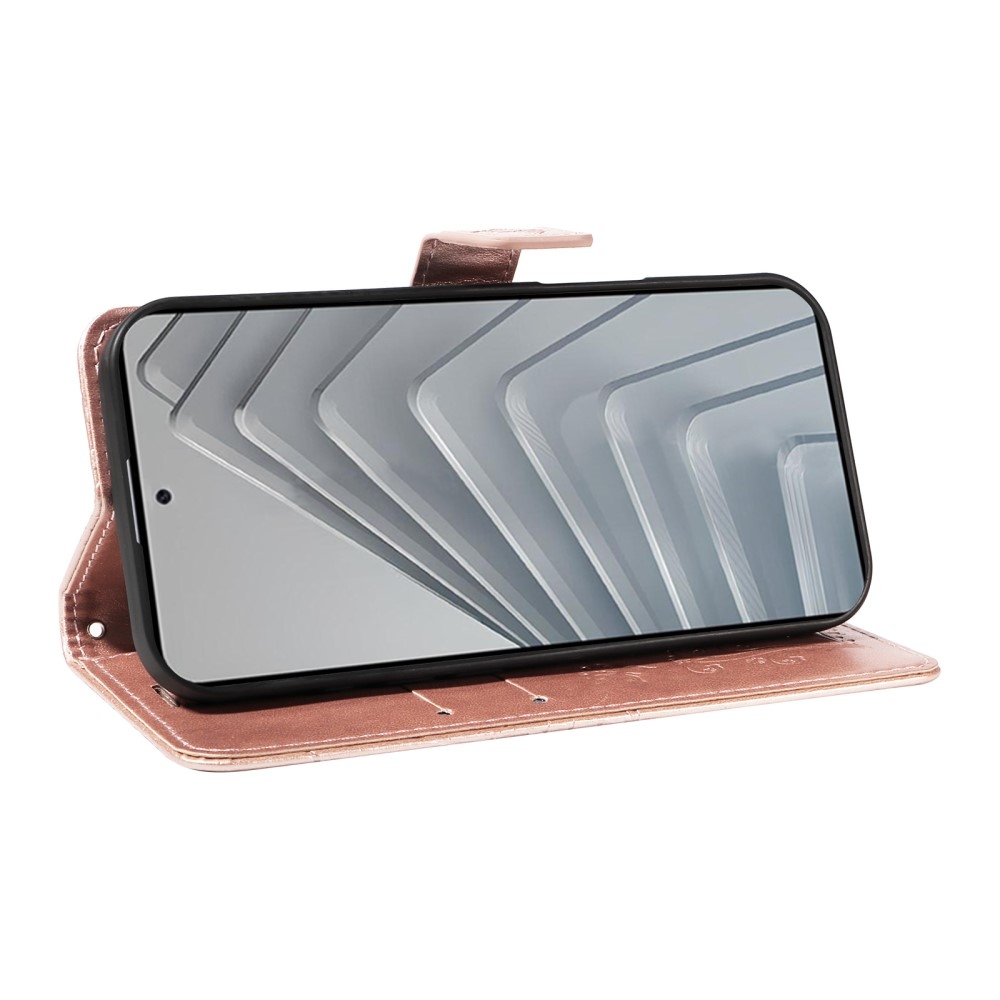 Nagy pillangó könyv tok Xiaomi Redmi Note 14-hez - rózsaarany