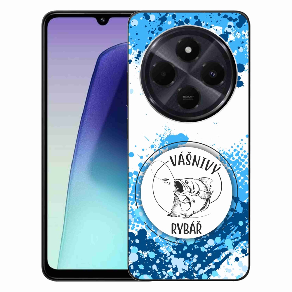 Gél borító mmCase a Xiaomi Redmi 14C/Poco C75-hez - szenvedélyes halász fehér háttérrel