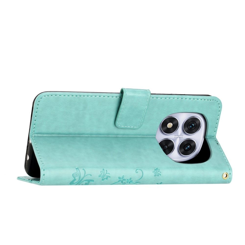 Virágok könyv tok Xiaomi Redmi Note 14 Pro 5G/Poco X7 5G - teal színű