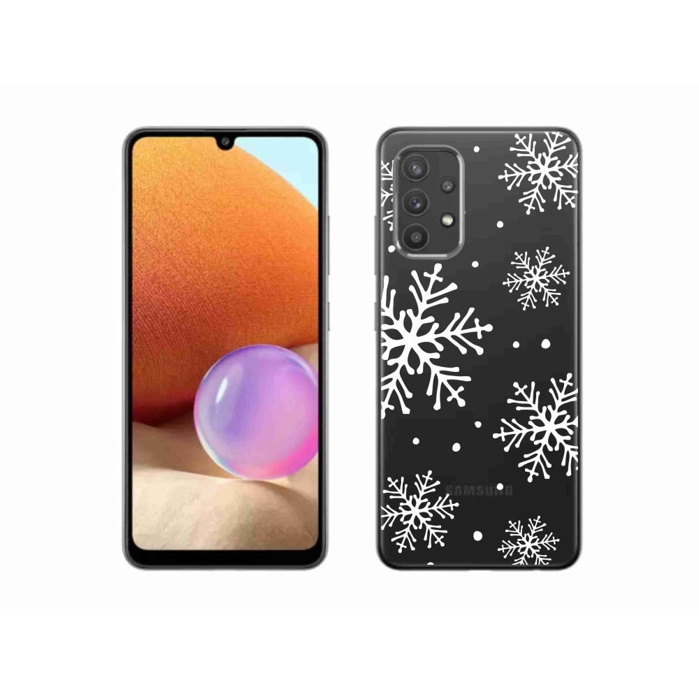 Gél borítás mmCase Samsung Galaxy A32 4G - fehér pelyhek átlátszó háttéren