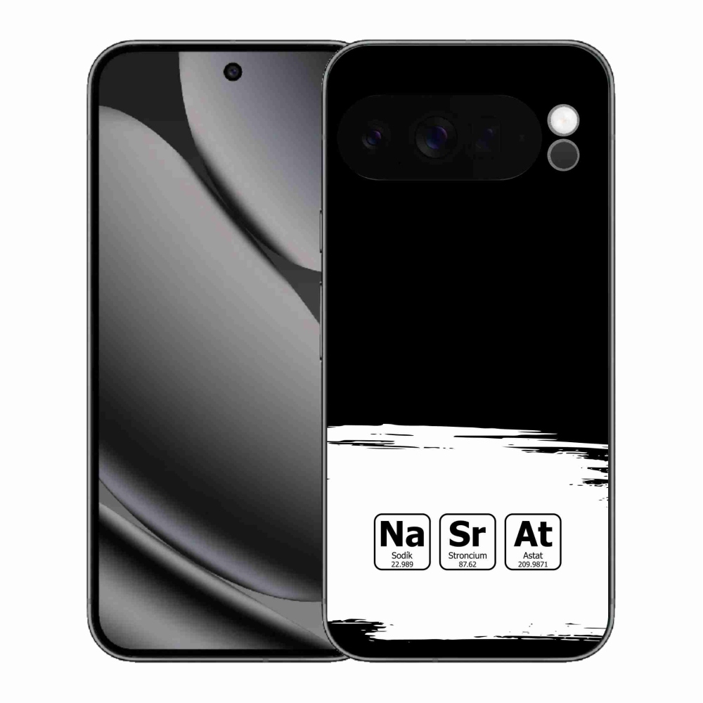 Gél borítás mmCase a Google Pixel 10 Pro XL-en - kémiai elemek fehér és fekete háttérrel