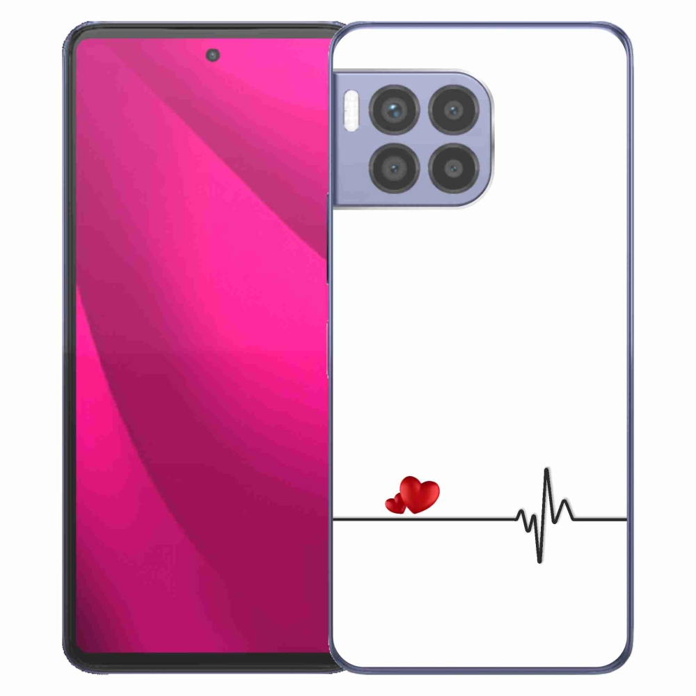 Gél borító mmCase a T-Mobile T Phone 2 Pro készülékhez - szív és szívverés fehér háttérrel