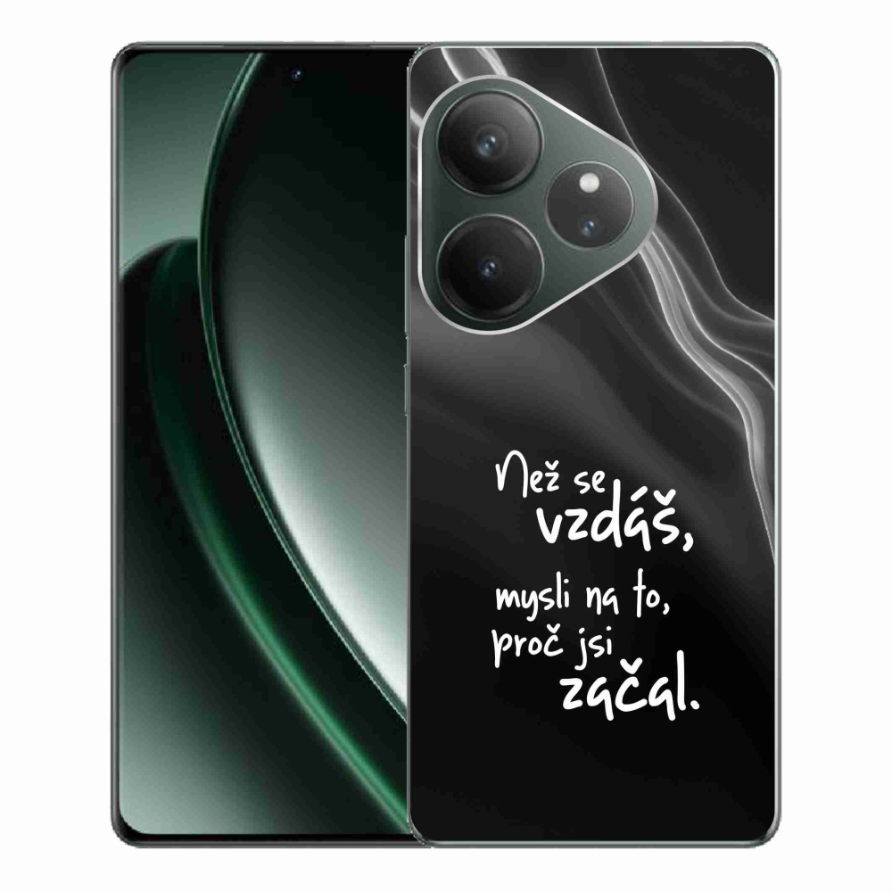 Gél borítás mmCase a Realme GT 6 5G/GT 6T 5G - idézet 2 fekete háttérrel