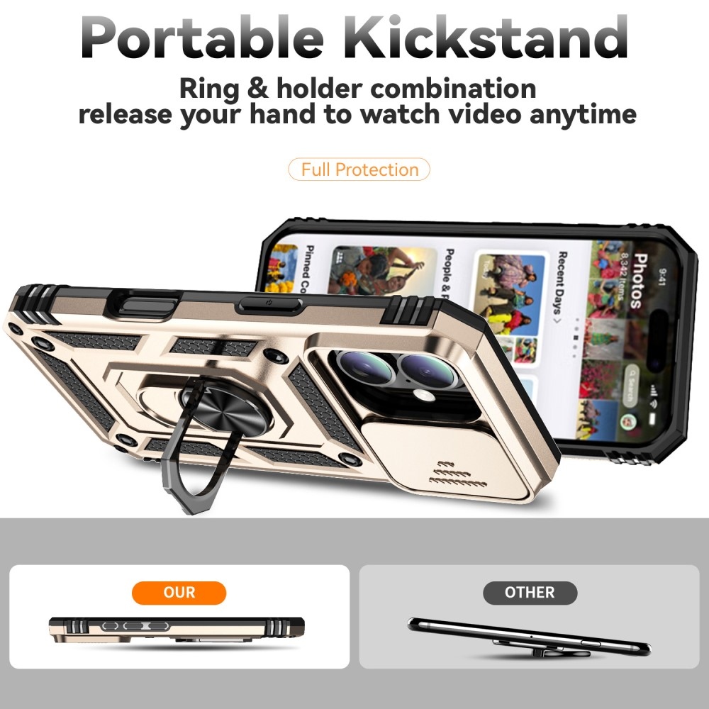 Tartós csúszóborítás iPhone 16 készülékhez - arany