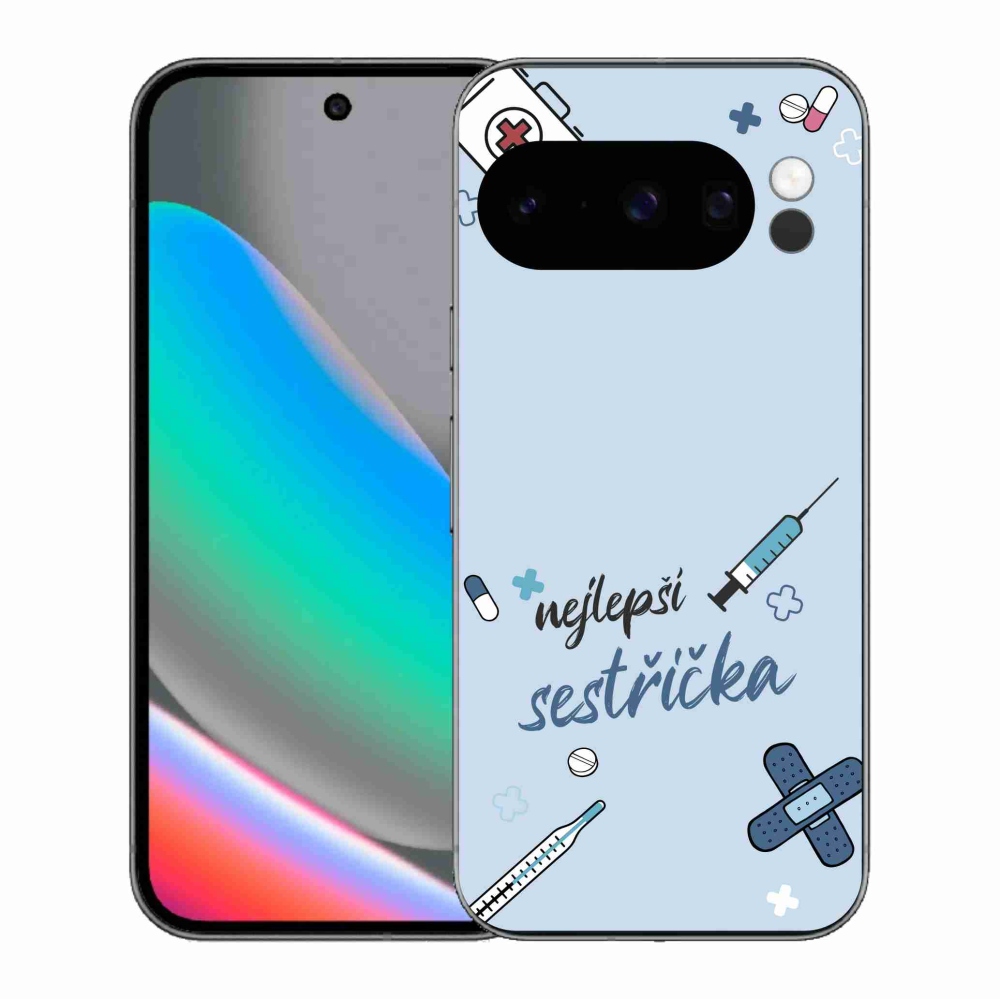 Gél borító mmCase a Google Pixel 10 Pro - legjobb kishúg kék háttérrel