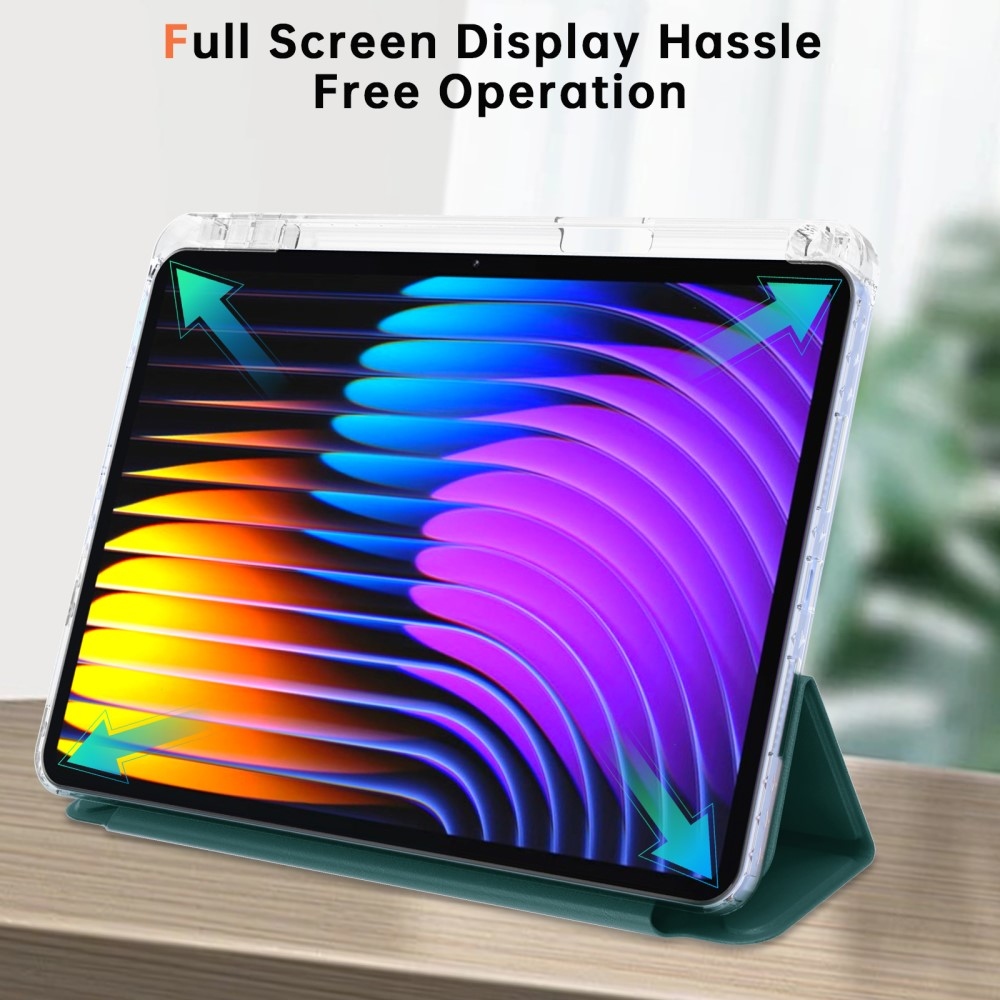 Origami intelligens pozicionáló tok Xiaomi Pad 7/7 Pro táblagéphez - sötétzöld