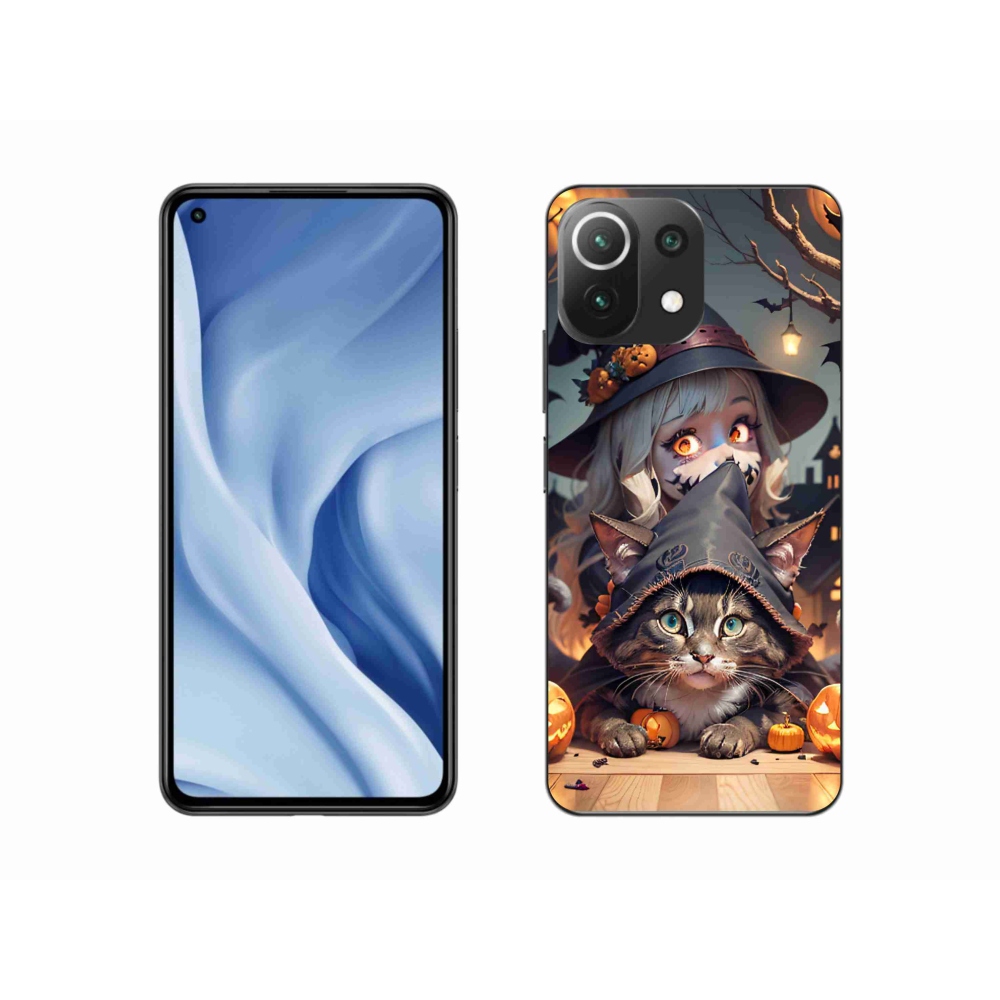 Gél borítás mmCase a Xiaomi Mi 11 Lite 4G/5G-hez - boszorkány macskával