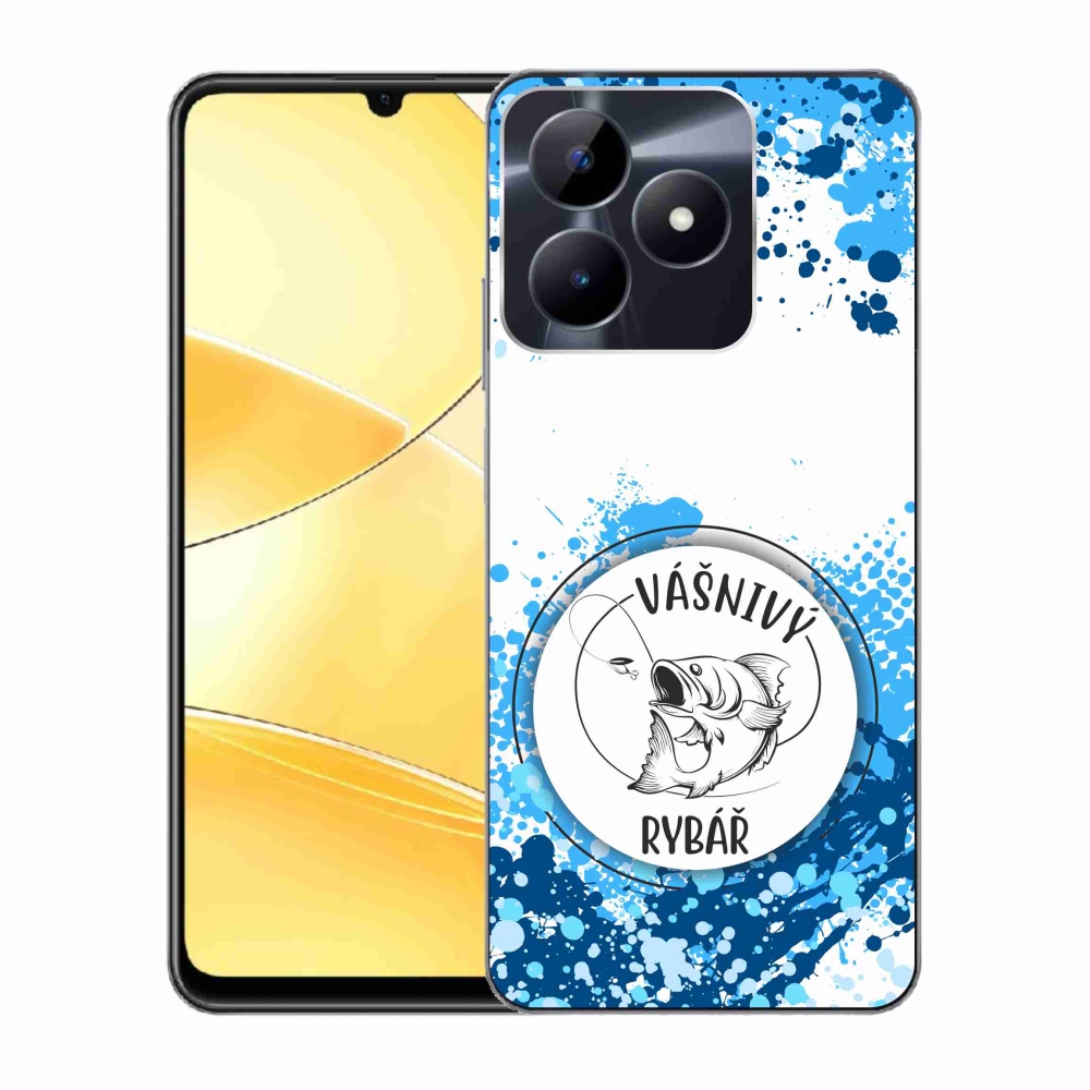 Gél borító mmCase a Realme C51/C53 készülékhez - szenvedélyes halász fehér háttérrel