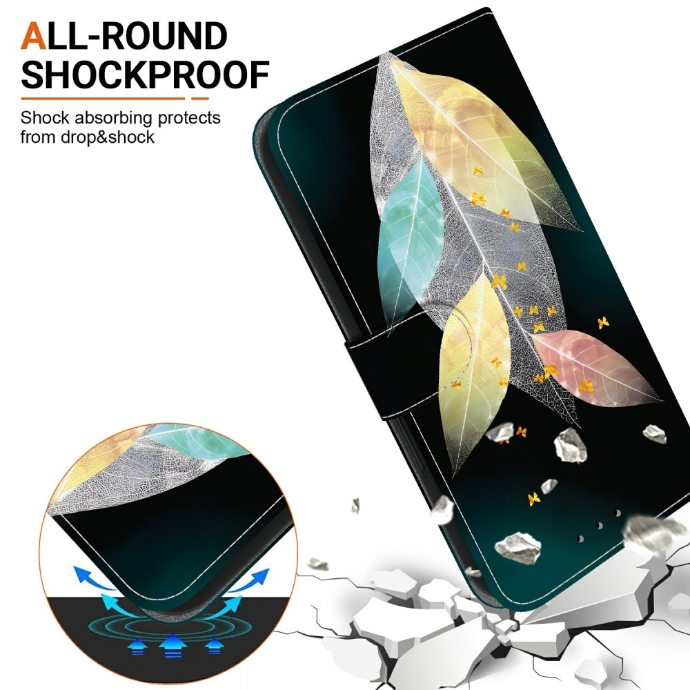 Sokoldalú könyves tok Samsung Galaxy A06 4G - színes levelek