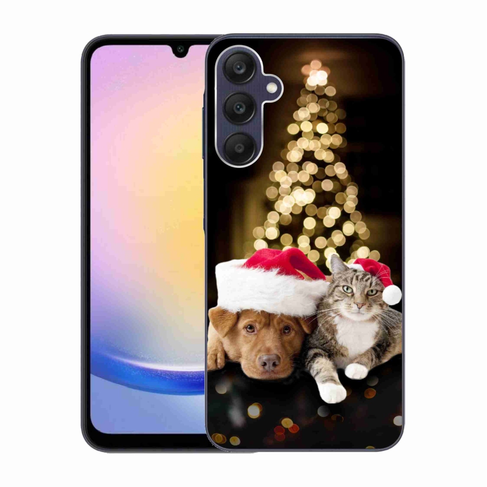 Gél borítás mmCase Samsung Galaxy A25 5G - Karácsonyi kutya és macska