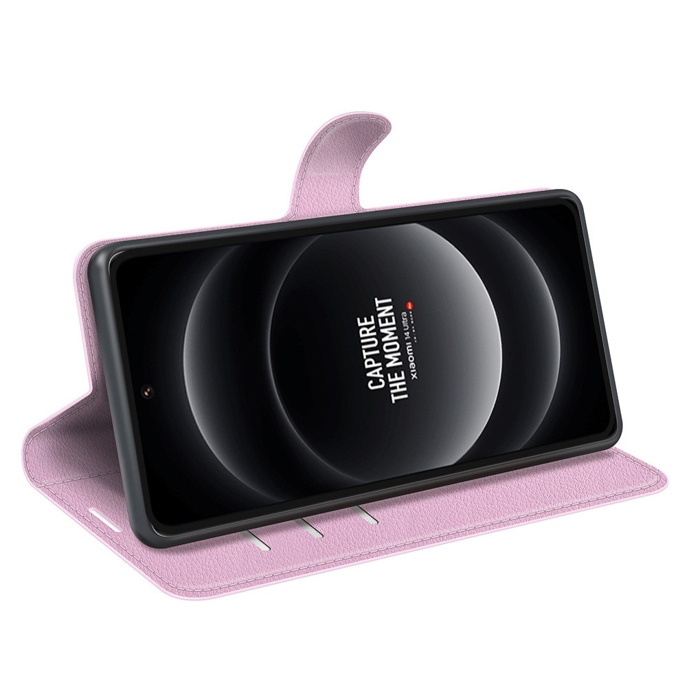 Litchi könyv tok Xiaomi 14 Ultra - rózsaszínű