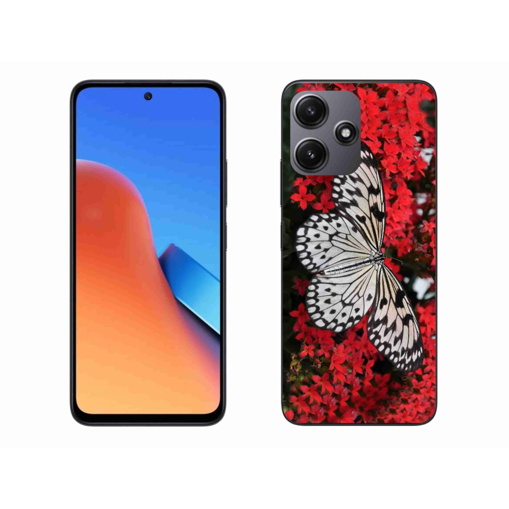 Gél borítás mmCase a Xiaomi Redmi 12 5G-hez - fekete és fehér pillangó 1