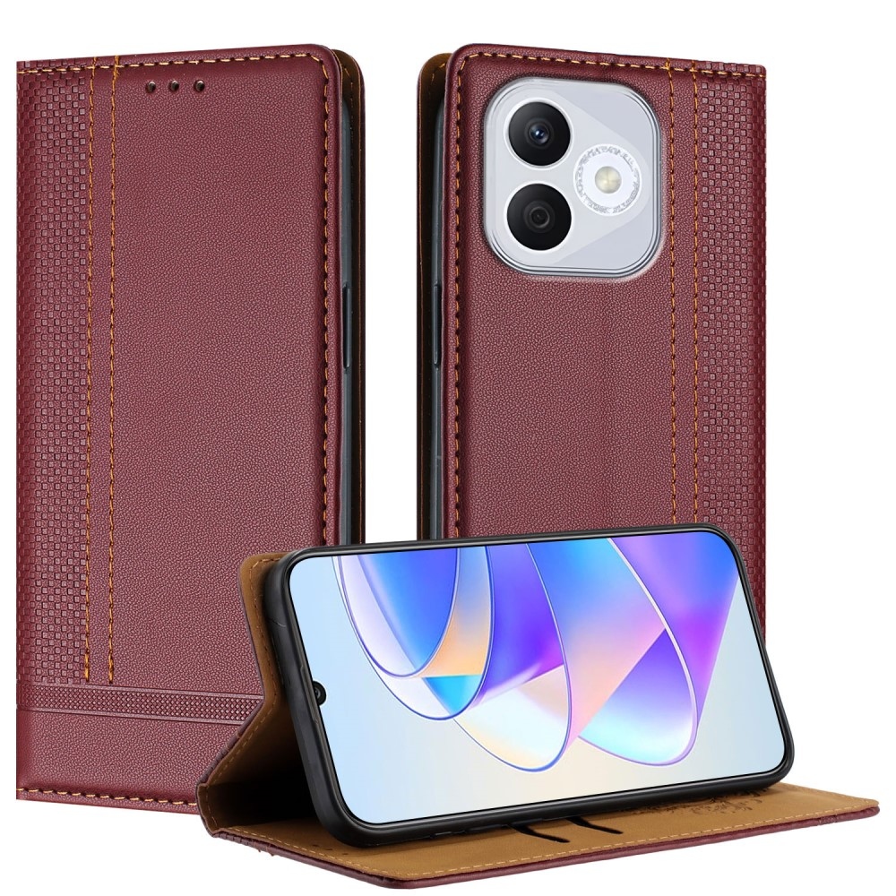 L-alakú könyvtáska Honor 400 Lite-hoz - bordó színű