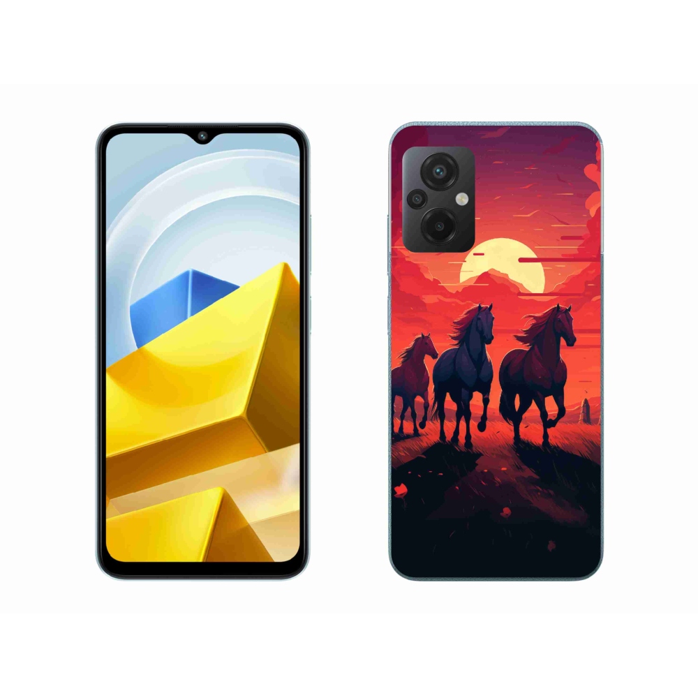 Gél borítás mmCase a Xiaomi Poco M5 4G-hez - lovak és naplemente