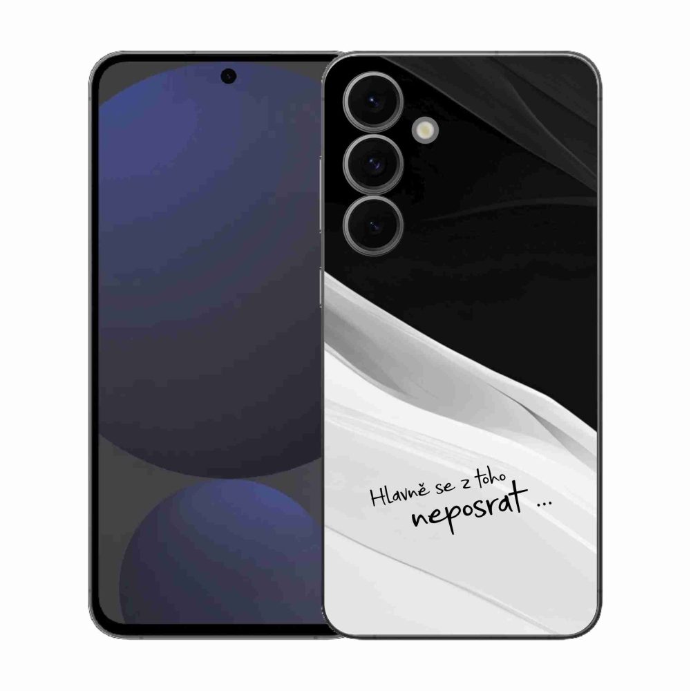 Gél borító mmCase Samsung Galaxy S25 FE készülékhez - vicces szöveg 13 fehér és fekete háttérrel