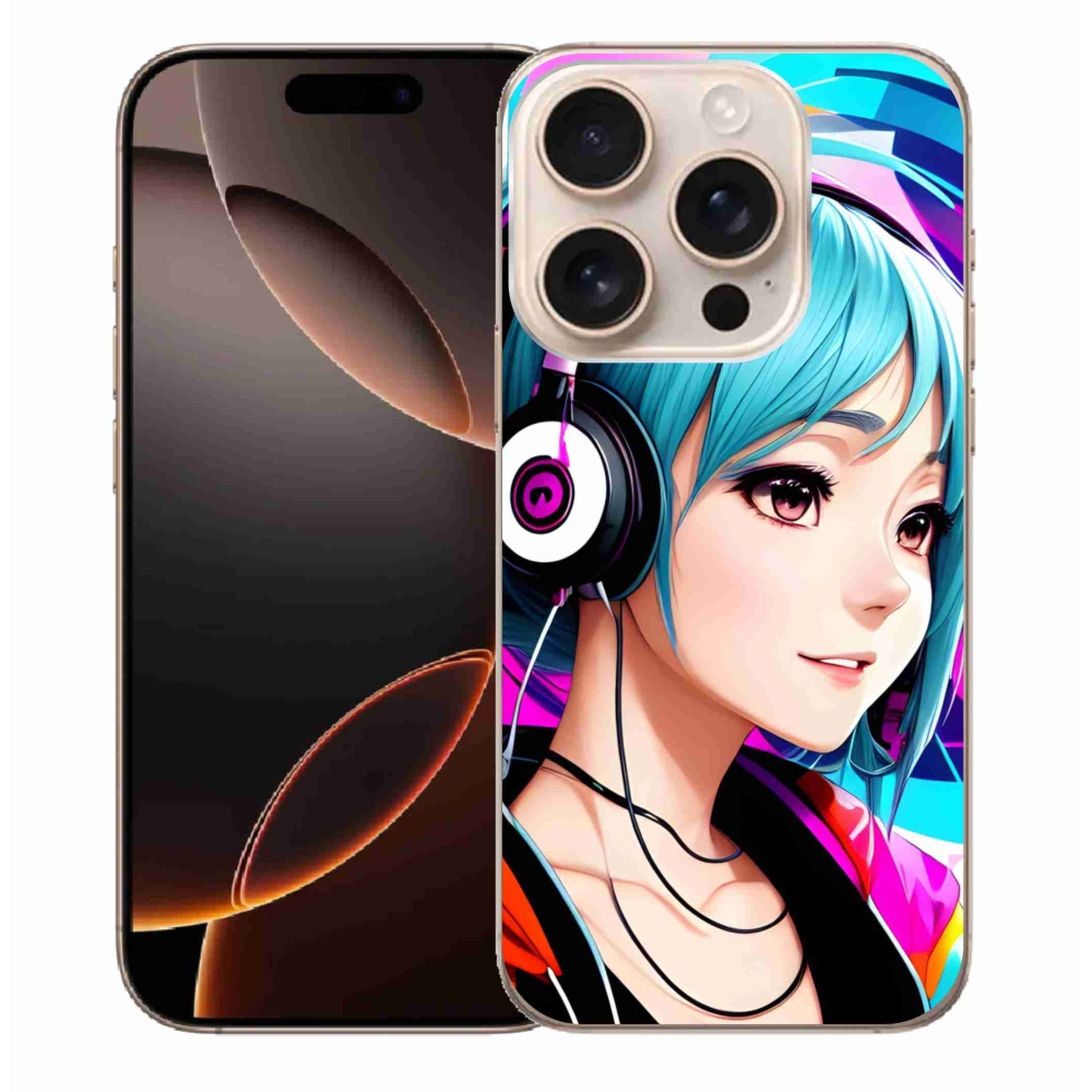 Gél borítás mmCase iPhone 16 Pro Max készülékhez - lány fejhallgatóval