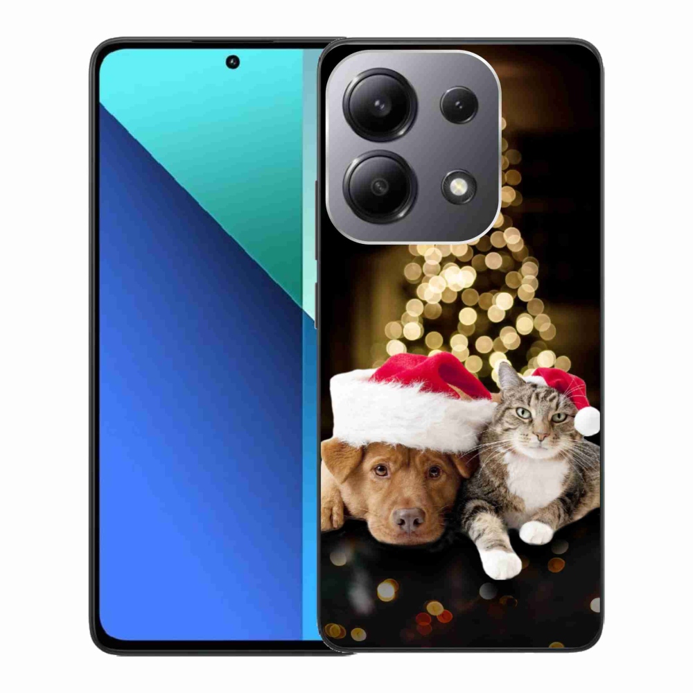 Gél borító mmCase a Xiaomi Redmi Note 13-hoz - Karácsonyi kutya és macska