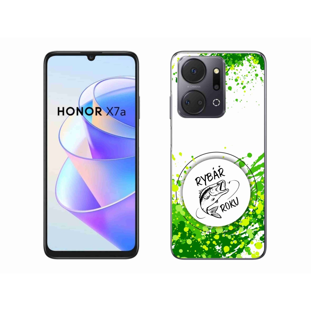 Zselés borító mmCase a Honor X7a számára - az év horgásza fehér háttérrel