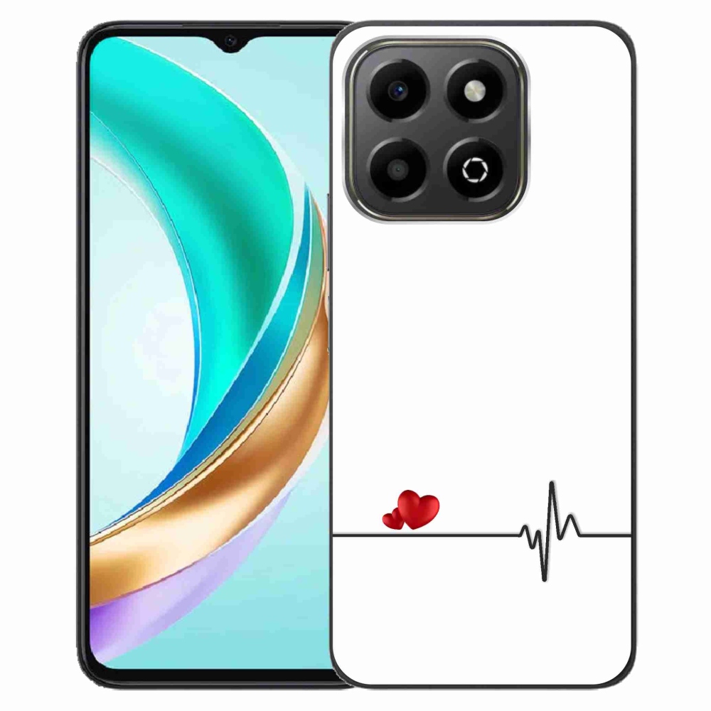 Gél borító mmCase a Honor X6b készülékhez - szív és szívverés fehér háttérrel