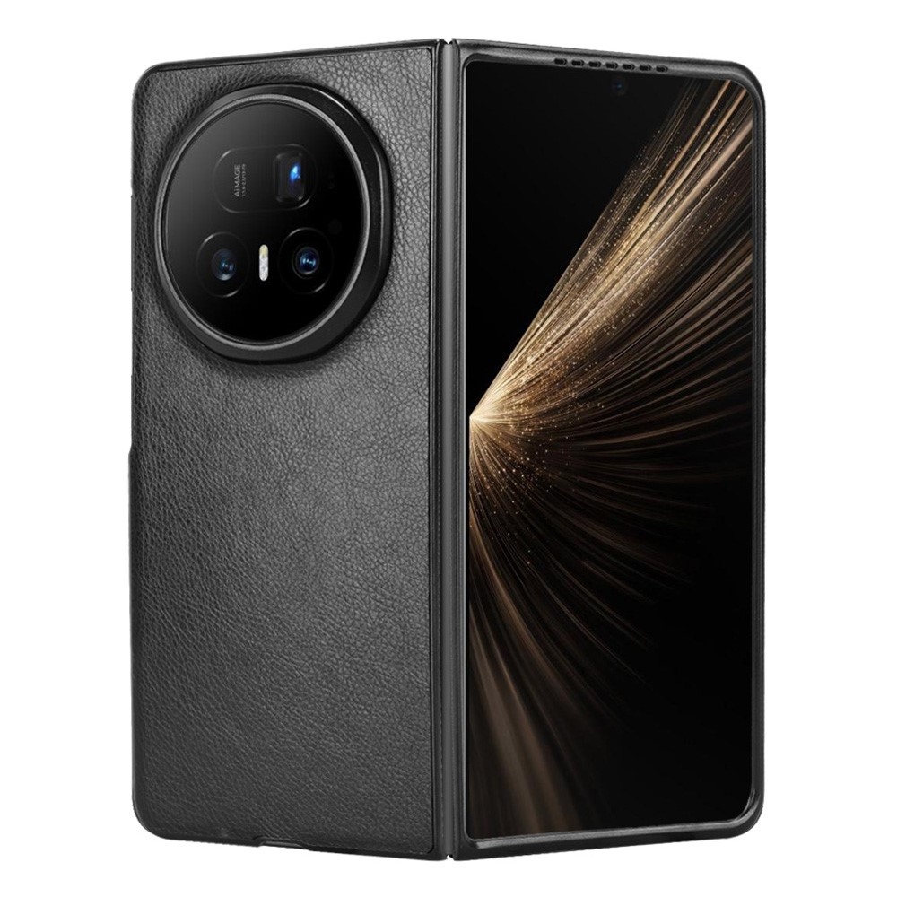 Vintages műanyag tok műbőrrel Honor Magic V5-hez - fekete