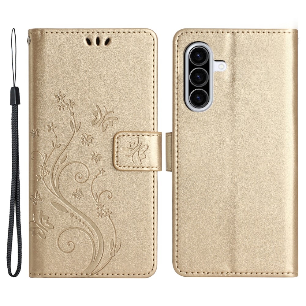 Virágok könyv tok Samsung Galaxy A26 5G - arany színben