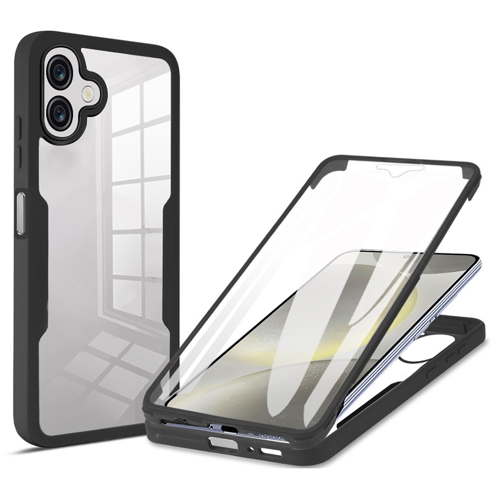 Akril zselés tok a Samsung Galaxy A07 4G képernyővédő keretével - fekete