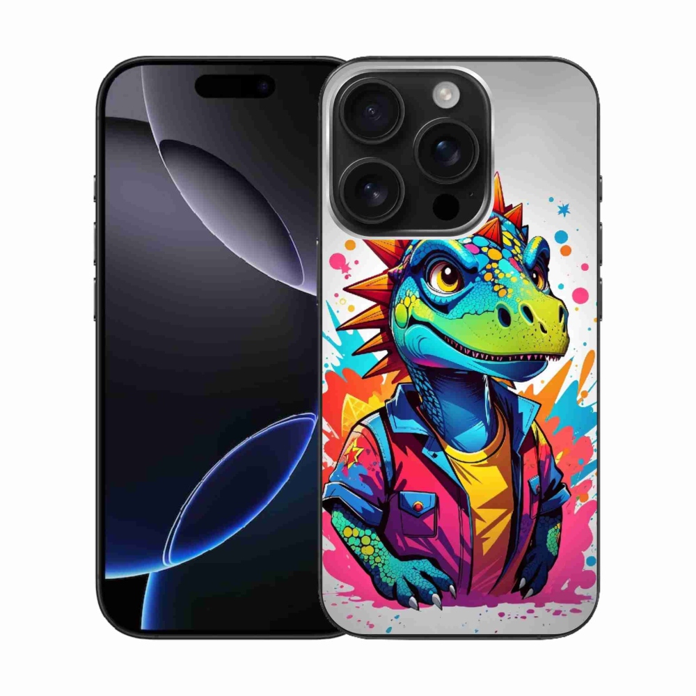 Zselés borítás mmCase iPhone 16 Pro készülékhez - színes dinoszaurusz