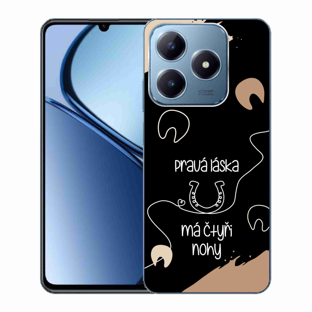 Gél borító mmCase a Realme C63 készülékhez - ló motívum fekete háttérrel