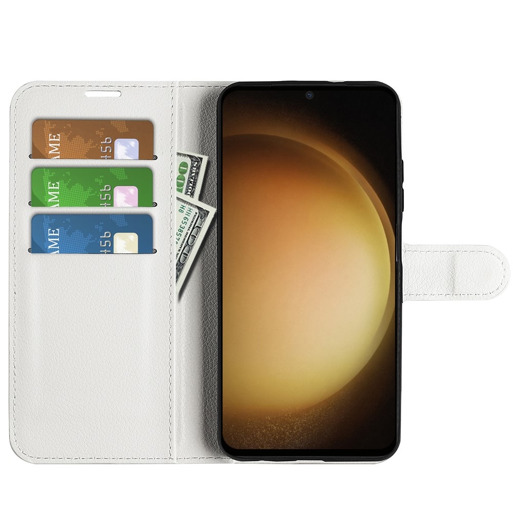 Litchi könyv tok Samsung Galaxy S24+ készülékhez - fehér