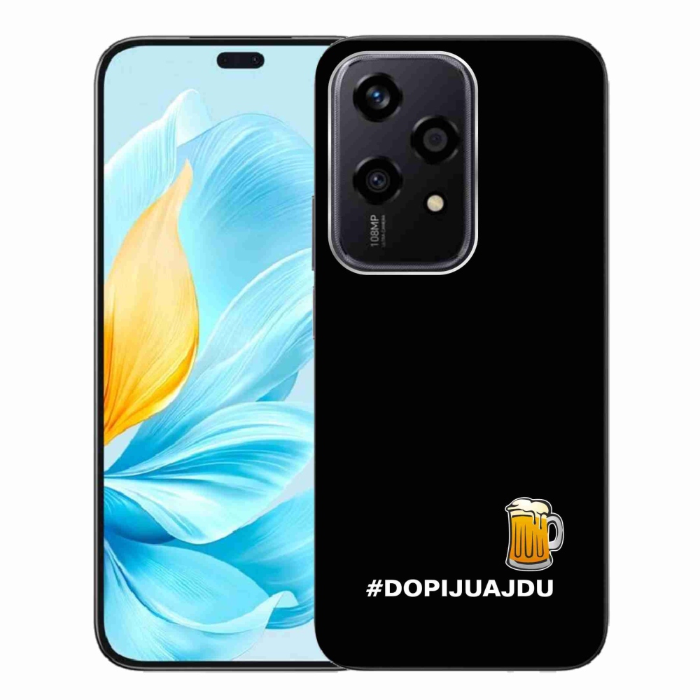Zselés borító mmCase a Honor 200 Lite 5G készülékhez - sör motívum 1 fekete háttérrel