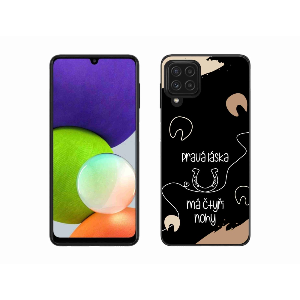 Gél borítás mmCase Samsung Galaxy A22 4G - ló motívum fekete háttérrel