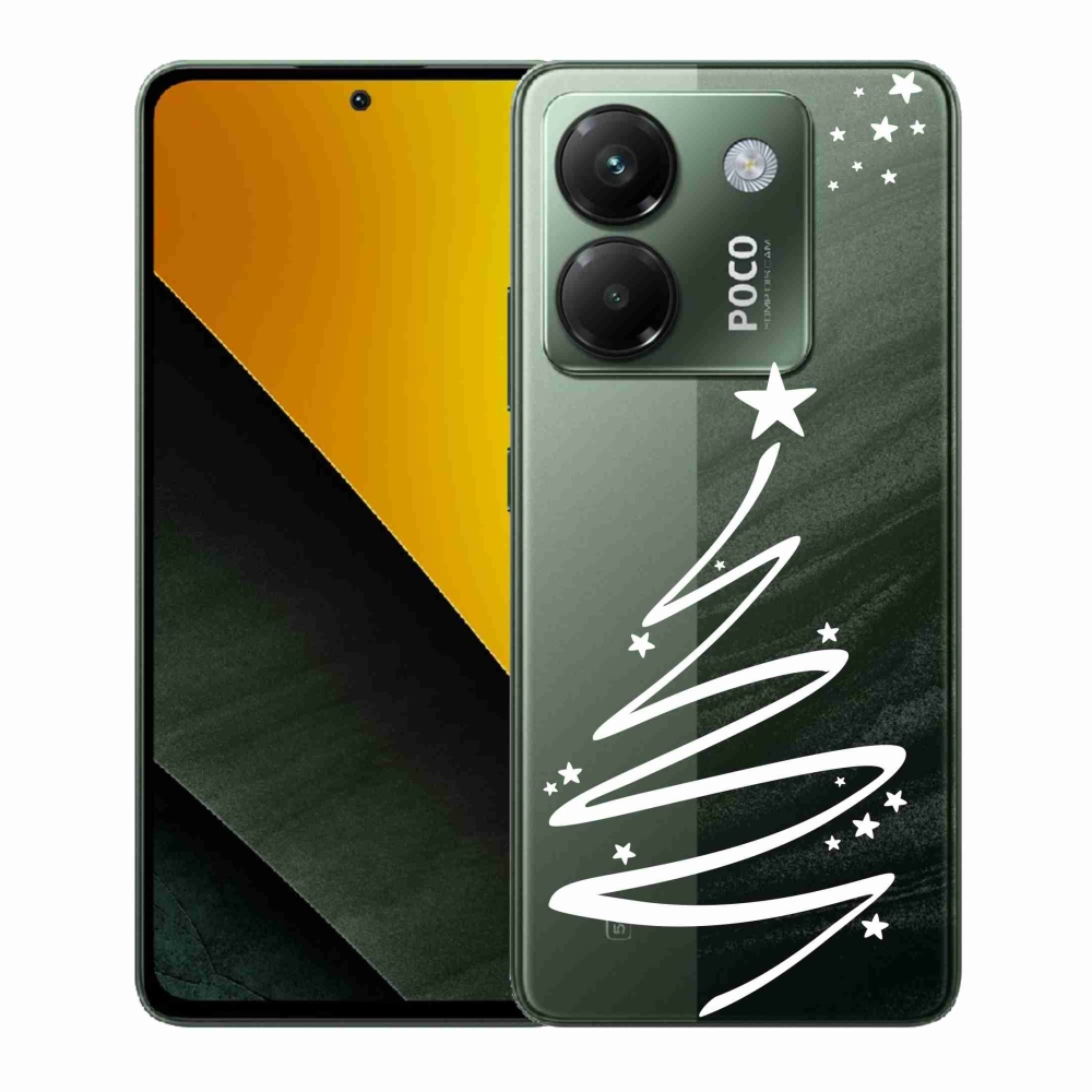 Gél borítás mmCase a Xiaomi Poco M7 Pro 5G számára - fehér fa átlátszó háttéren