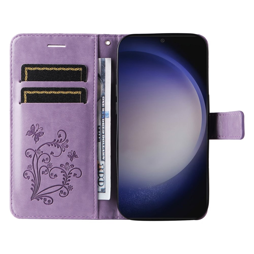 Nagy pillangó könyv tok Samsung Galaxy S25 készülékhez - lila