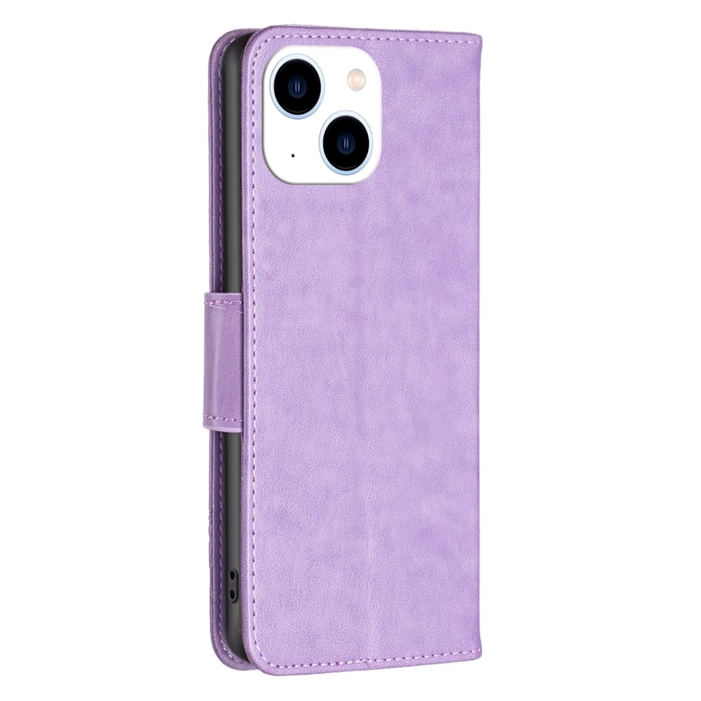 Pillangó könyvtáska iPhone 15 készülékhez - lila